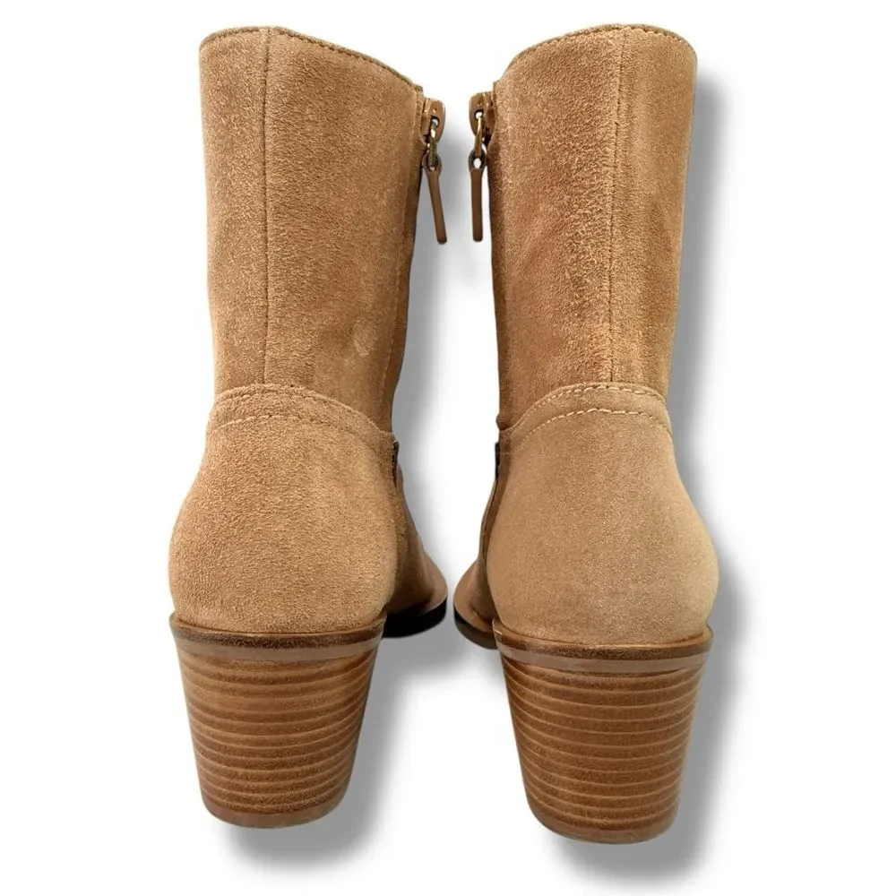 NEW Stuart Weitzman Tate Suede Ankle Booties Camel Size 5 Western Festival Boho